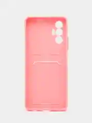 Розовый чехол TECNO POVA 3 с карманом для пластиковой карты и защитой камеры