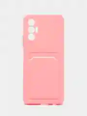 Розовый чехол TECNO POVA 3 с карманом для пластиковой карты и защитой камеры