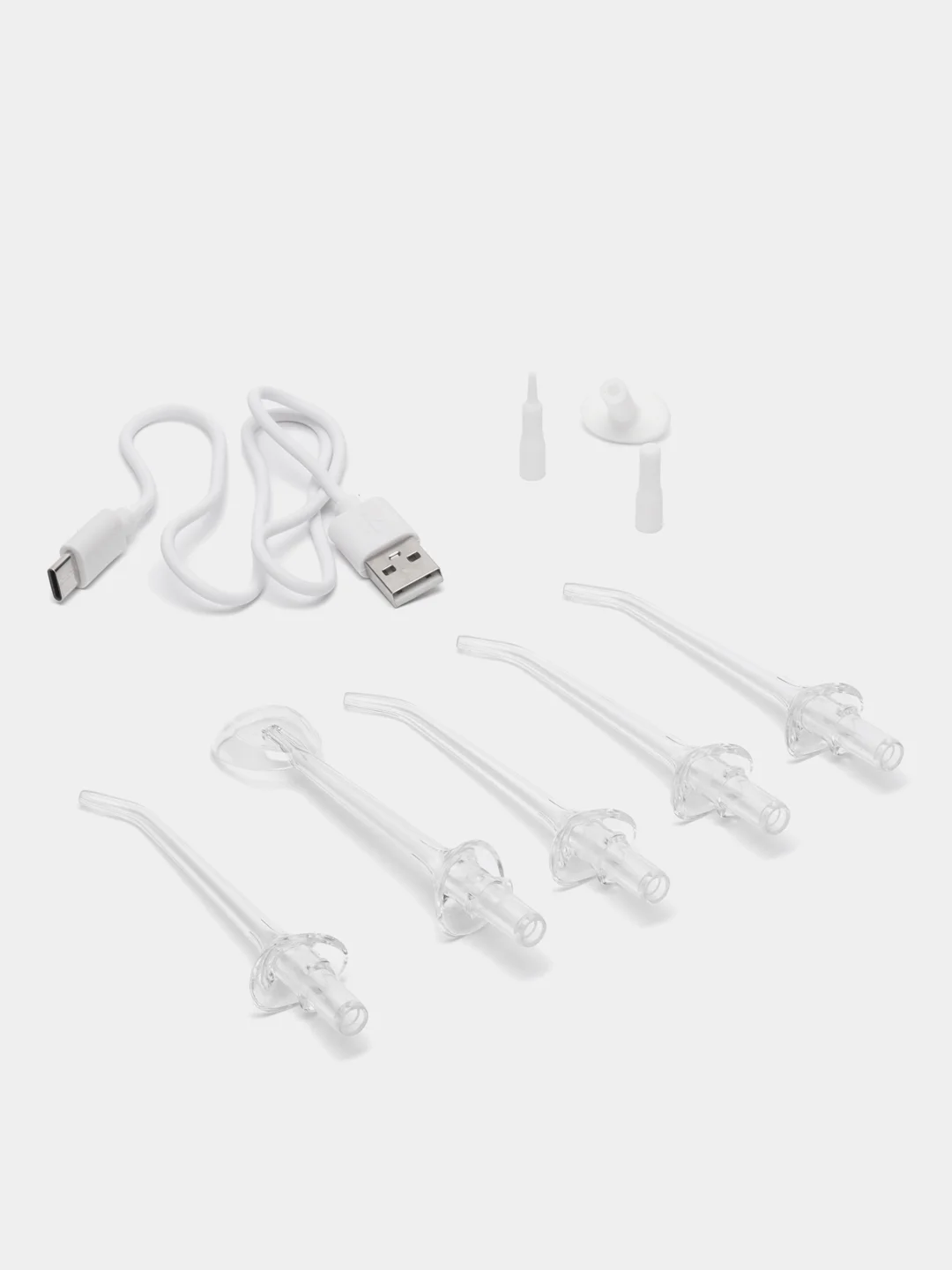 Белый ирригатор для полости рта, беспроводной, с USB зарядкой, 3 режима, 5 насадок
