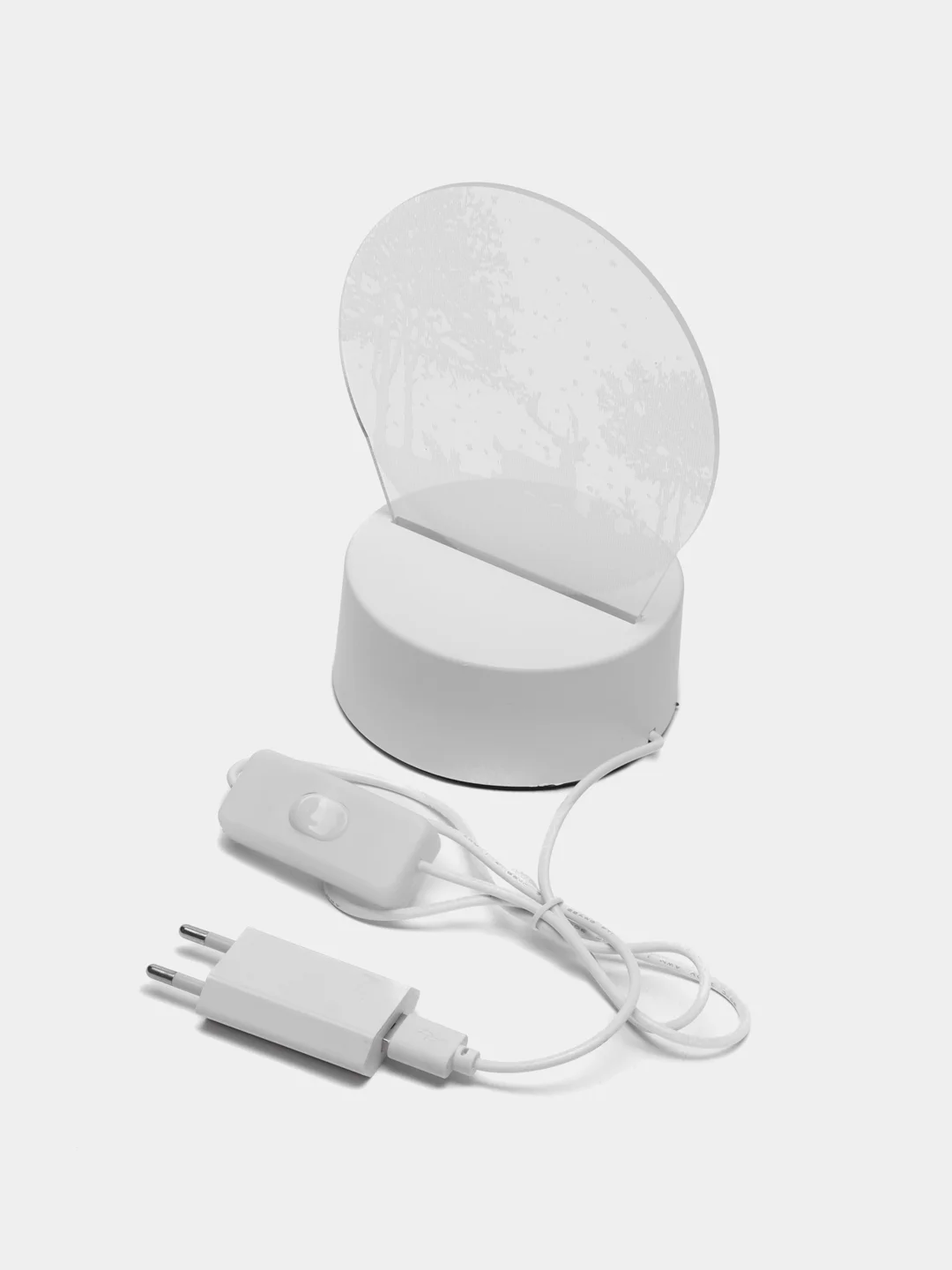 Аметистовый светильник-ночник 3D, светодиодный LED, USB, 3 цвета, с блоком питания
