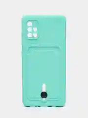 Бирюзовый чехол для Samsung Galaxy A51, Самсунг Галакси А51 силиконовый, с карманом для карты