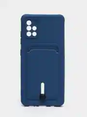 Синий чехол для Samsung Galaxy A51, Самсунг Галакси А51 силиконовый, с карманом для карты