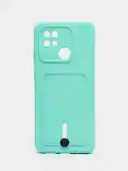 Бирюзовый чехол Xiaomi Redmi 10C / Poco C40, Сяоми Редми 10С, Поко С40 силиконовый с карманом для карты