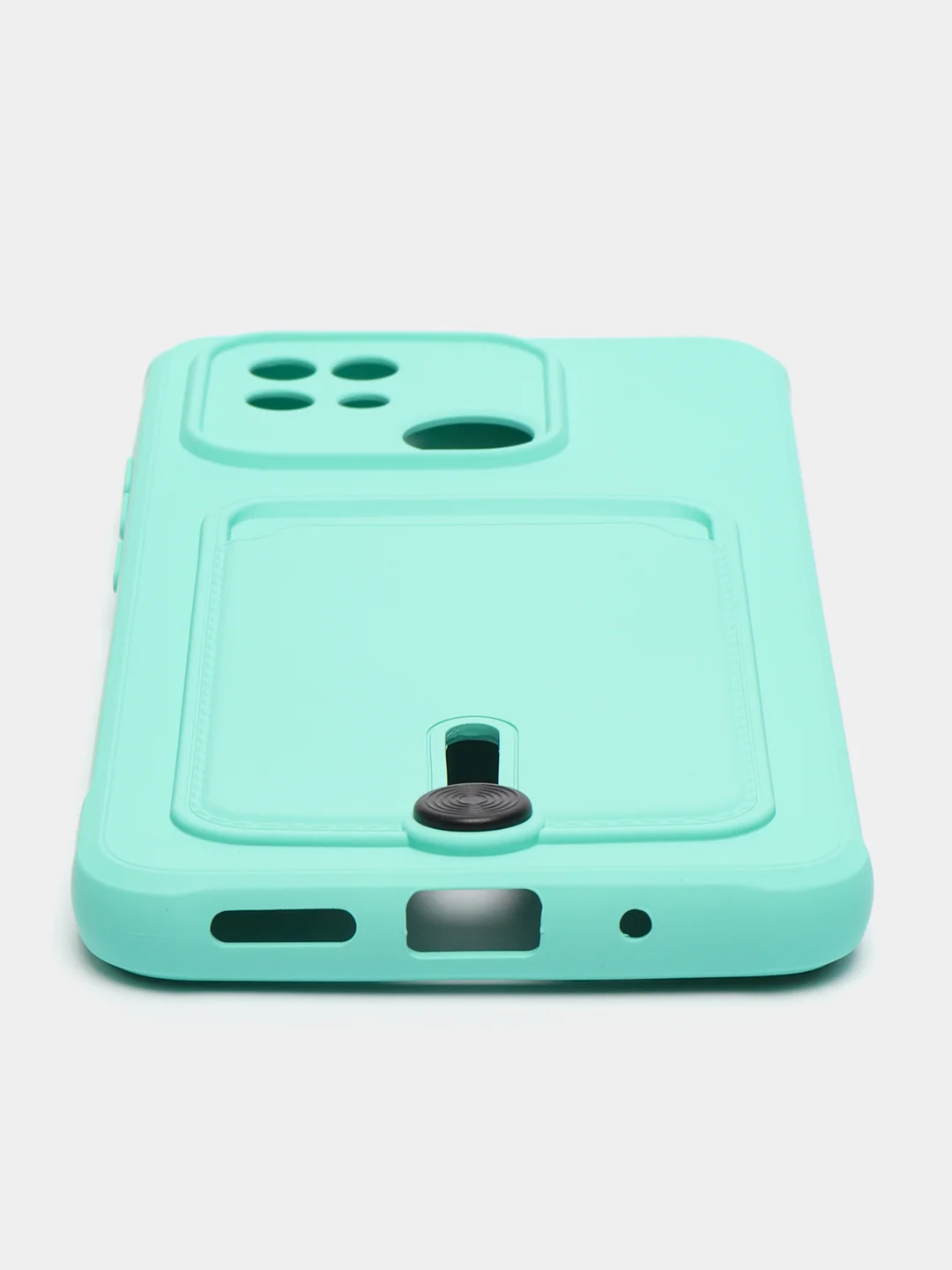 Бирюзовый чехол Xiaomi Redmi 10C / Poco C40, Сяоми Редми 10С, Поко С40 силиконовый с карманом для карты