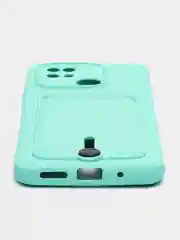 Бирюзовый чехол Xiaomi Redmi 10C / Poco C40, Сяоми Редми 10С, Поко С40 силиконовый с карманом для карты