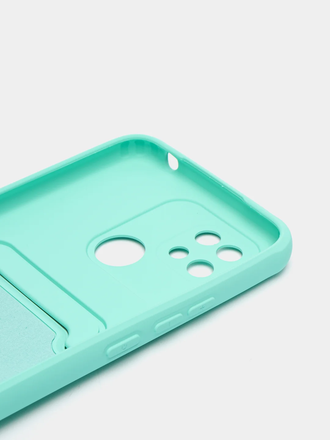 Бирюзовый чехол Xiaomi Redmi 10C / Poco C40, Сяоми Редми 10С, Поко С40 силиконовый с карманом для карты