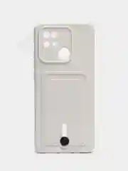 Белый чехол Xiaomi Redmi 10C / Poco C40, Сяоми Редми 10С, Поко С40 силиконовый с карманом для карты