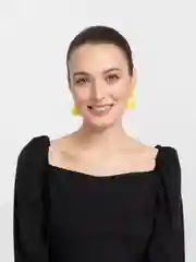Желтый серьги "Бахрома", длинные сережки гвоздики, серьги с бахромой разноцветные, 3 цвета