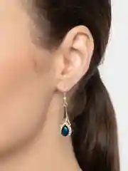 Синий серьги висячие с камнем