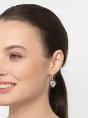 Черный серьги Сердце на кольце
