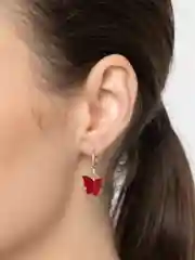 Красный серьги бабочки цветные