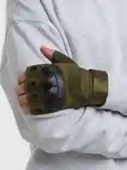 Зеленый перчатки тактические, с полупальцами