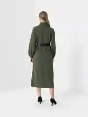 Зелёный хаки трикотажное платье женское теплое