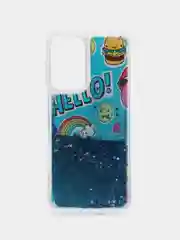 Синий чехол силиконовый Samsung Galaxy A23, Самсунг Галакси А23, жидкий, переливающийся