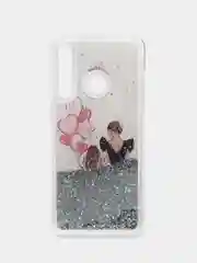 Белый чехол силиконовый для Huawei P Smart 2019 / Honor 10 Lite, переливающийся, с блестками
