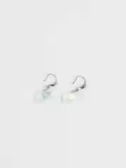 Белый серьги "Сердечки" с кристаллом Сваровски Swarovski с покрытием серебром 925 пробы
