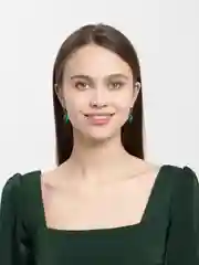 Голубой серьги "Сердечки" с кристаллом Сваровски Swarovski с покрытием серебром 925 пробы