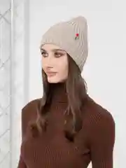 Бежевый меланж шапка женская