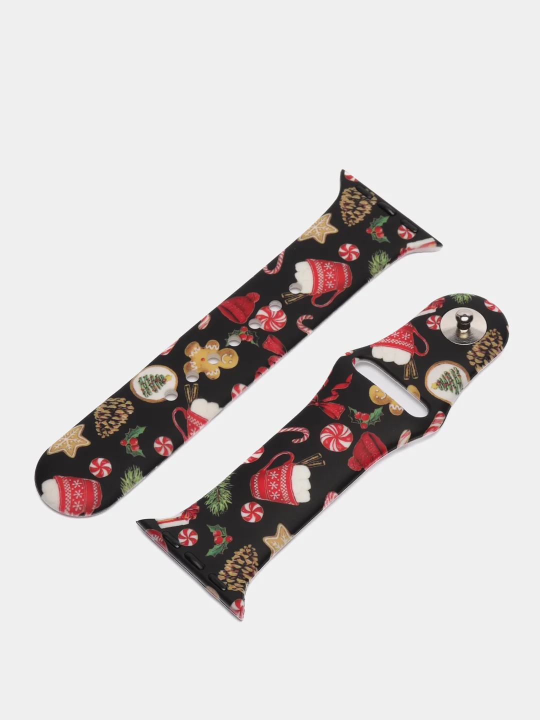 Черный ремешок силиконовый, новогодний, для часов Apple Watch X22 pro, X7, X7 Pro, M16, HW22