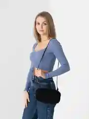 Черный плюшевая сумка через плечо