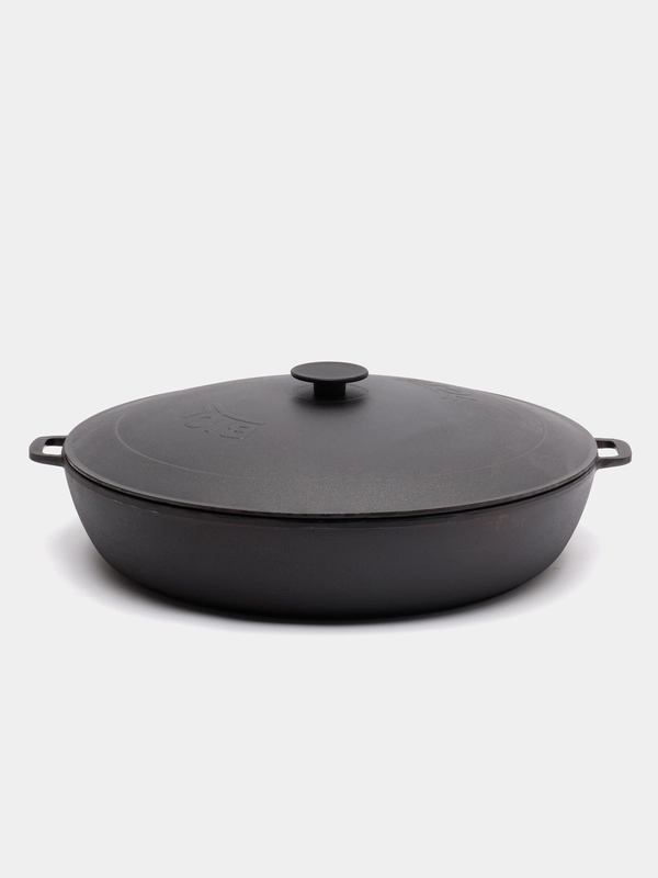 Жаровня Биол 1750К чугунная, с чугунной крышкой, 50 см