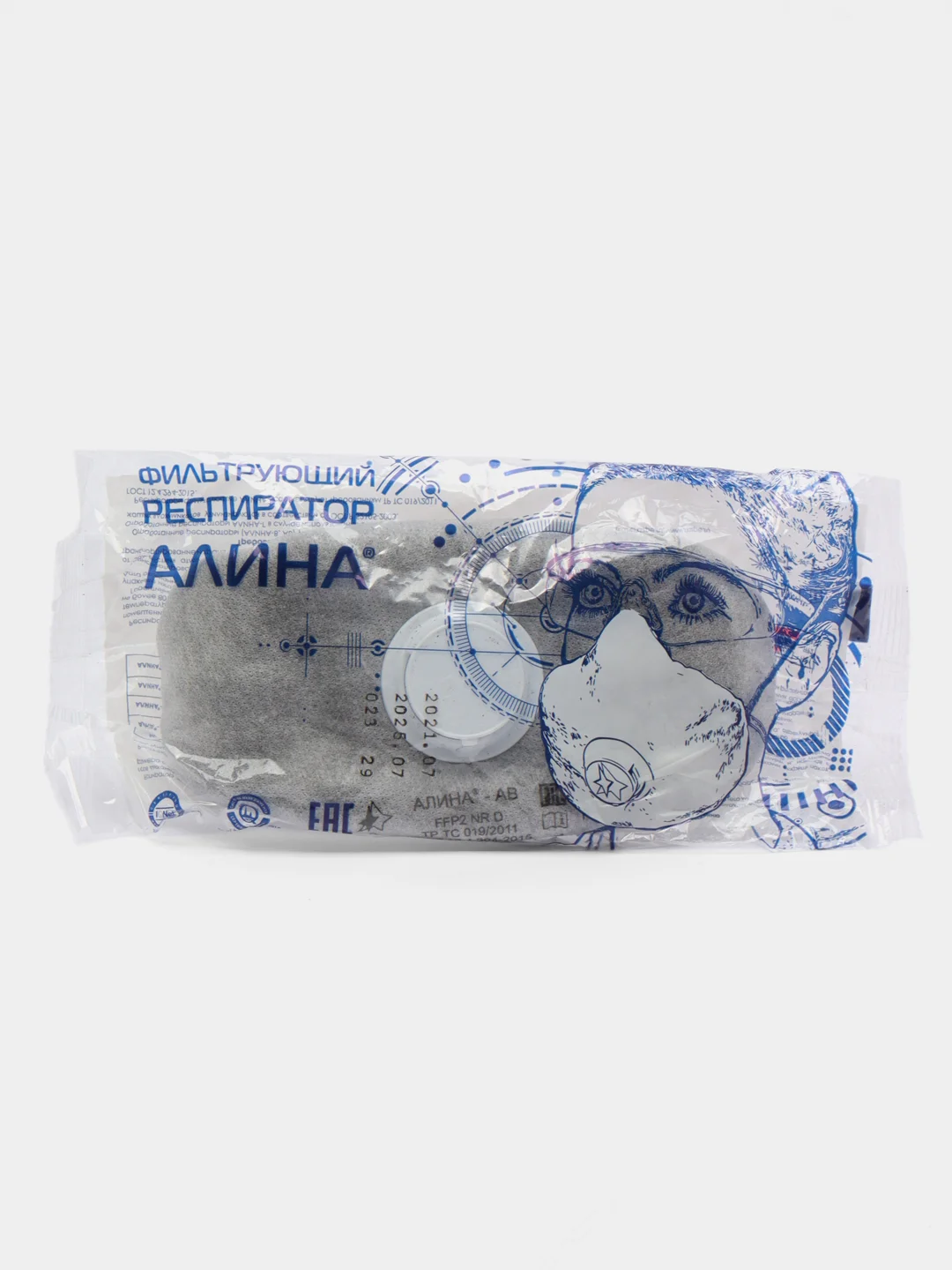 Маска с фильтруриющим респиратором, с клапаном "Алина"