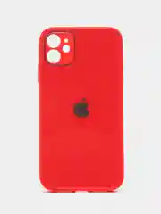 Красный чехол для iPhone 11, силиконовый, со стеклянной панелью