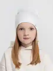 Молочный шапка детская, двухслойная, однотонная