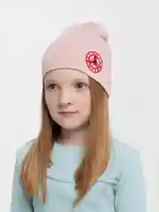 Бежевый шапка хлопковая, двухслойная, на девочку