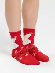 Красный новогодние носки, с "Мишками"