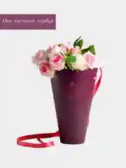 Переноска "Конверт-конус" для цветов круглая на лентах, 24 х 28 см, складная