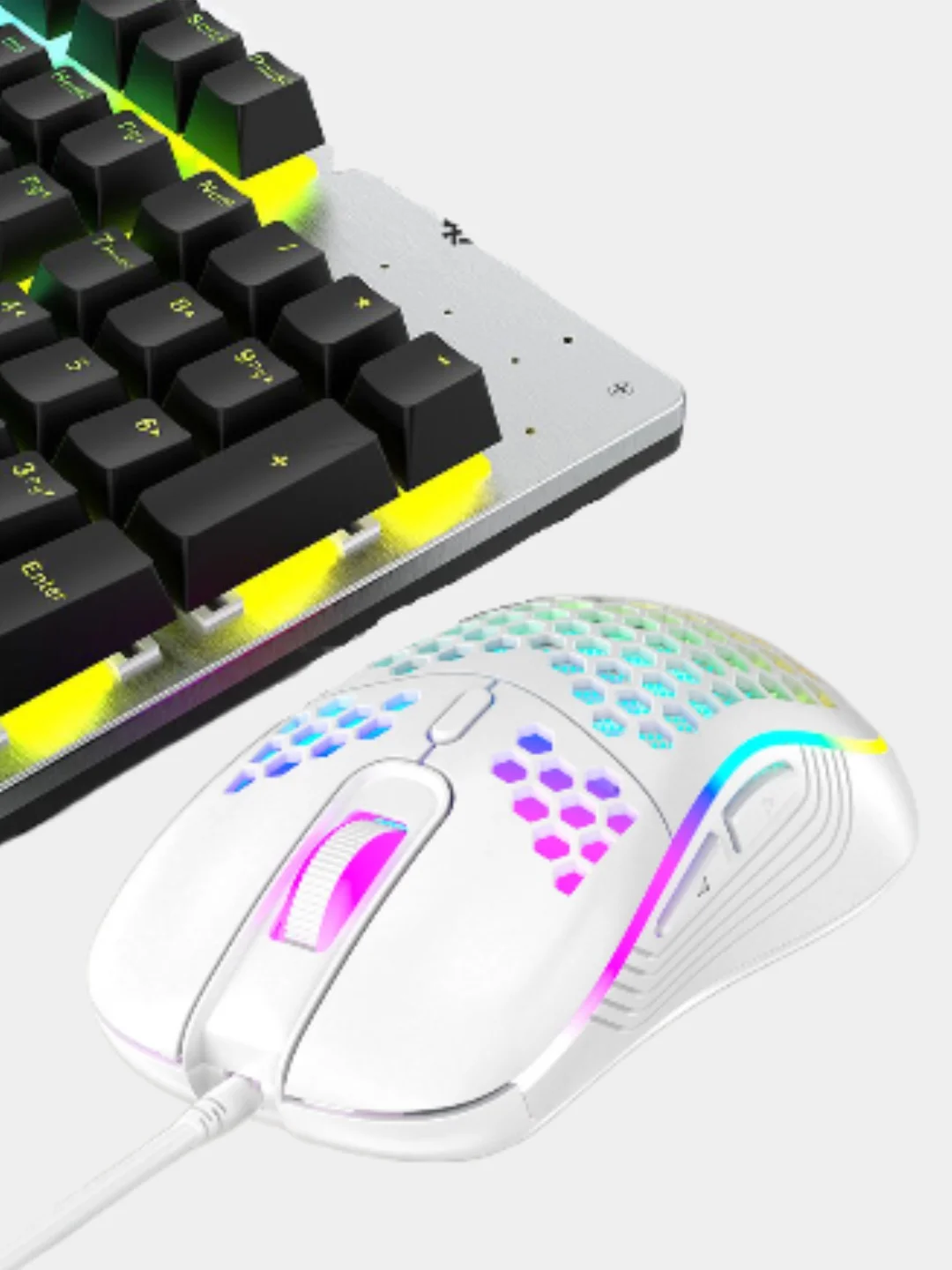 Белый мышь компьютерная игровая с RGB подсветкой, FX-88