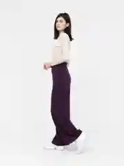 Фиолетовый брюки палаццо женские Helentex, клёш на высокой посадке, оверсайз, эластичный пояс