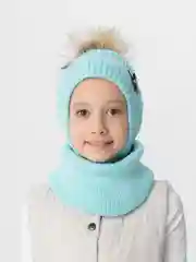 Бирюзовый детская шапка, зима