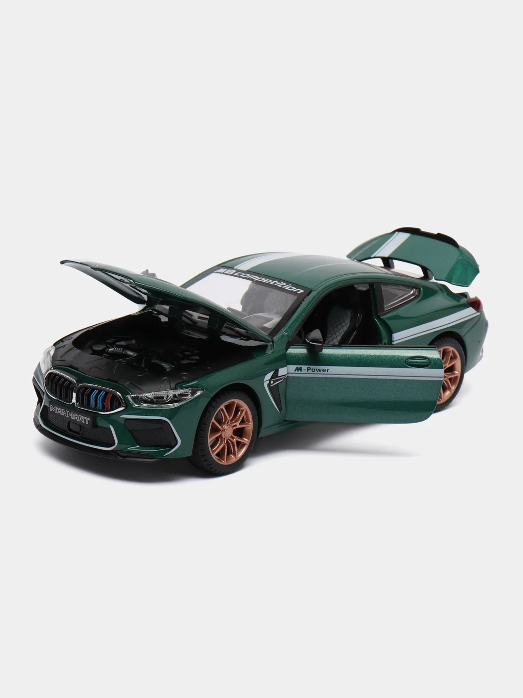 Зеленый игрушечный автомобиль BMW M8 M-Power 1:24 MiniAuto