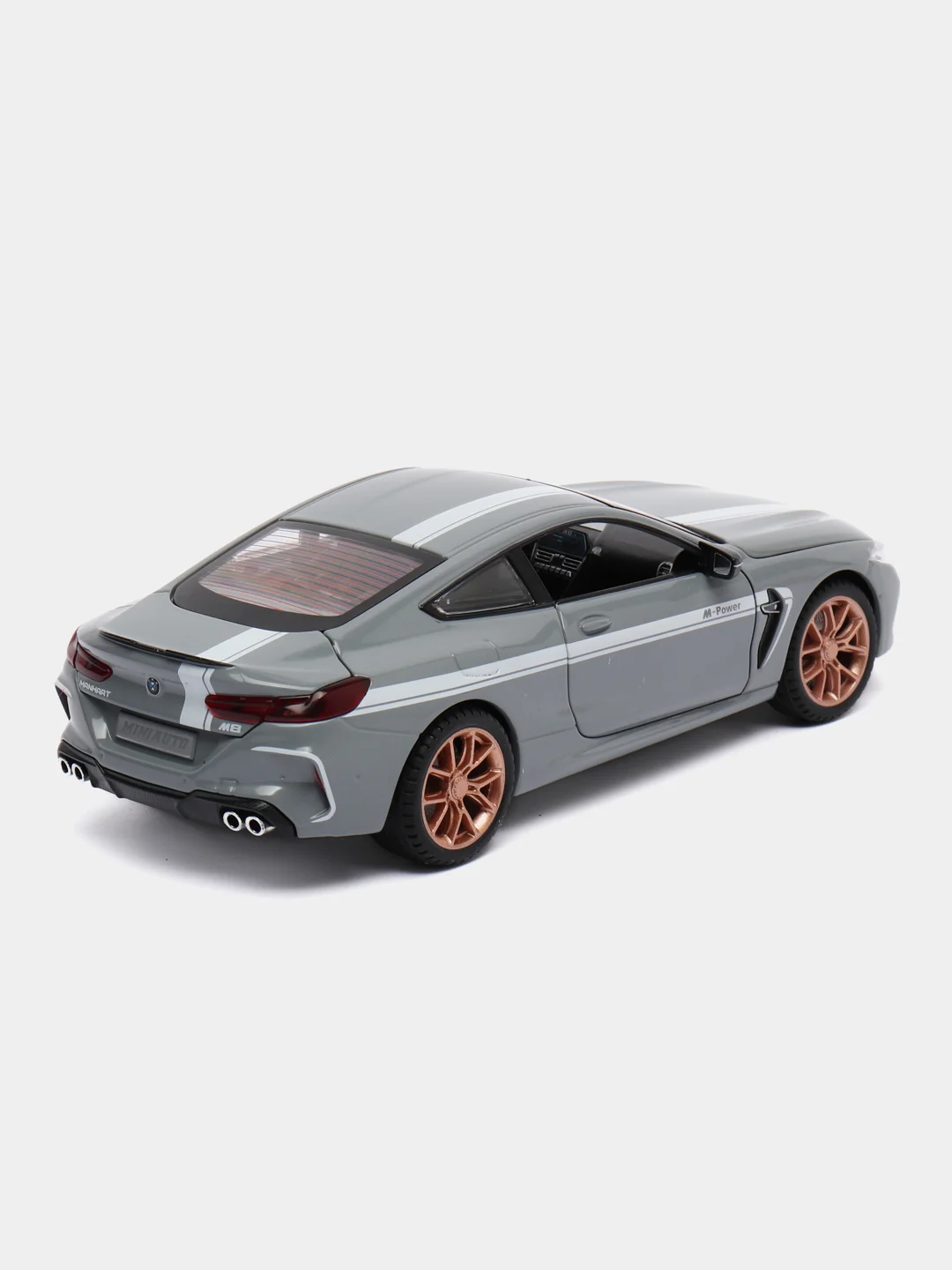 Серый игрушечный автомобиль BMW M8 M-Power 1:24 MiniAuto
