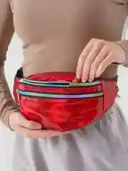 Красный сумка поясная через плечо глянцевая