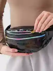 Черный сумка поясная через плечо глянцевая