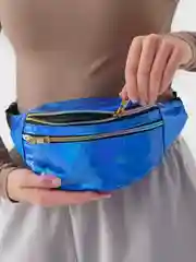 Серебряный сумка поясная через плечо глянцевая