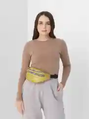 Золотой сумка поясная через плечо глянцевая