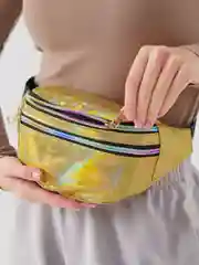 Золотой сумка поясная через плечо глянцевая