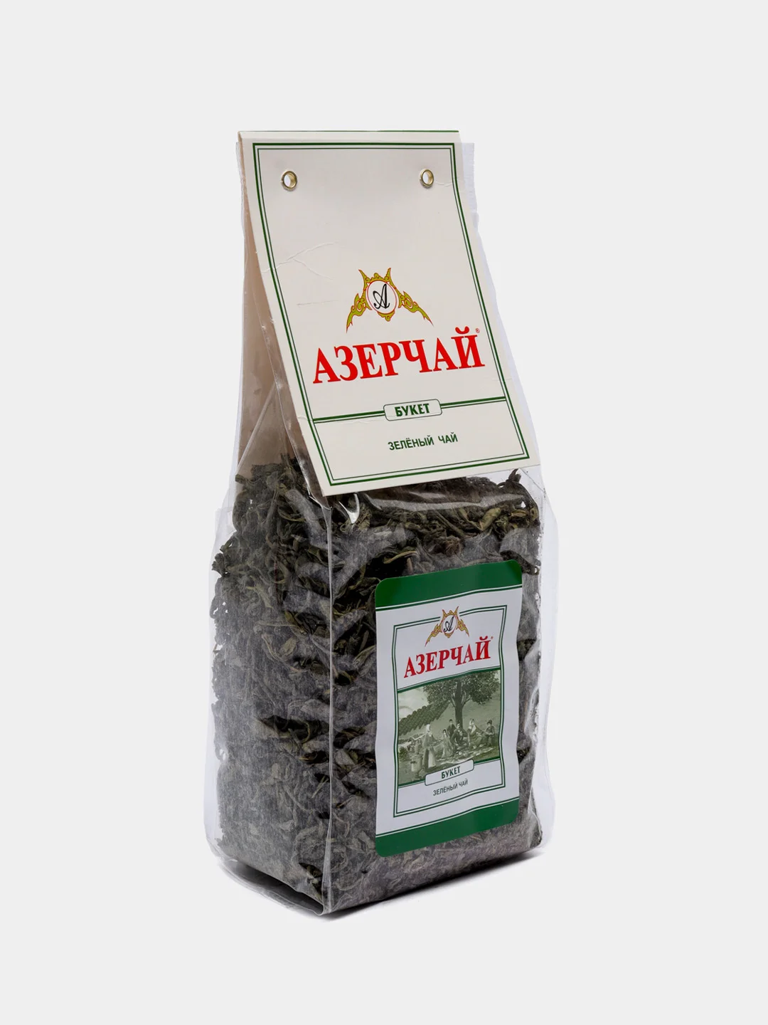 Чай АЗЕРЧАЙ "Букет", зеленый байховый, крупнолистовой, 200 г