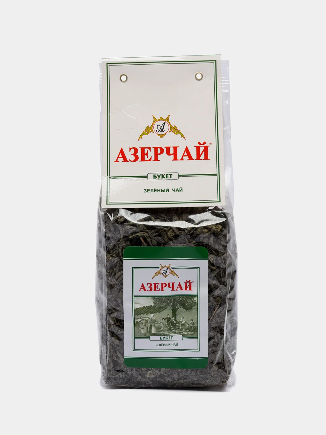 Чай АЗЕРЧАЙ "Букет", зеленый байховый, крупнолистовой, 200 г