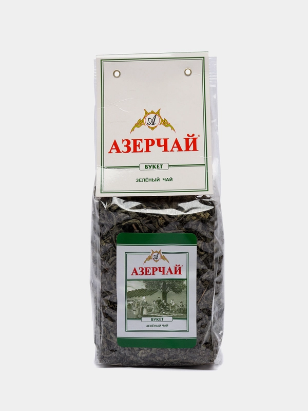 Чай АЗЕРЧАЙ "Букет", зеленый байховый, крупнолистовой, 200 г