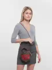 Бордовый женская сумка, круглая