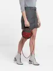 Бордовый женская сумка, круглая