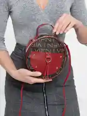 Бордовый женская сумка, круглая