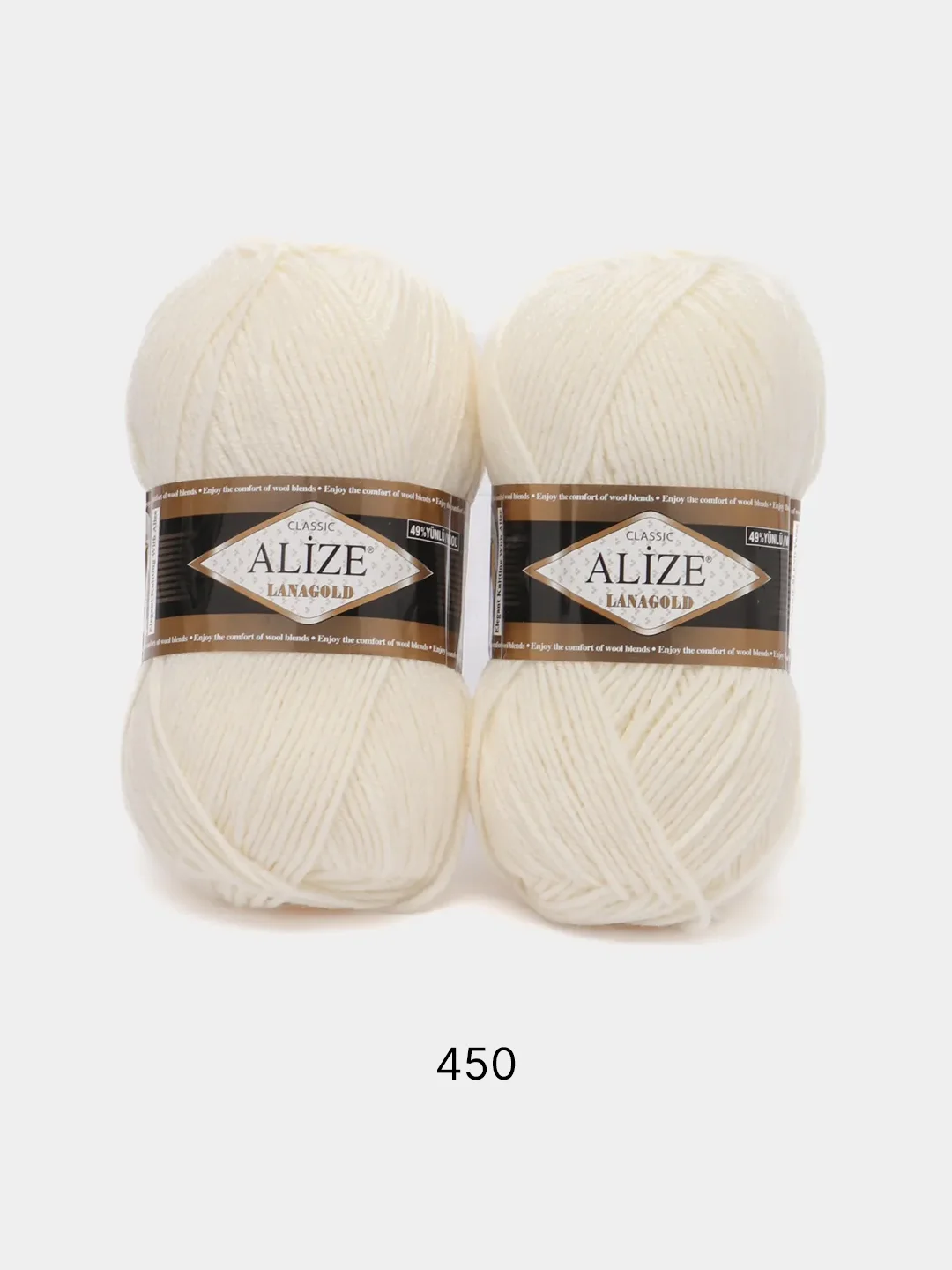 Прозрачный пряжа Alize Lanagold, комплект 2 штуки, 3 штуки, 49% шерсть, 51% акрил, 100 г, 240 м, Ч2