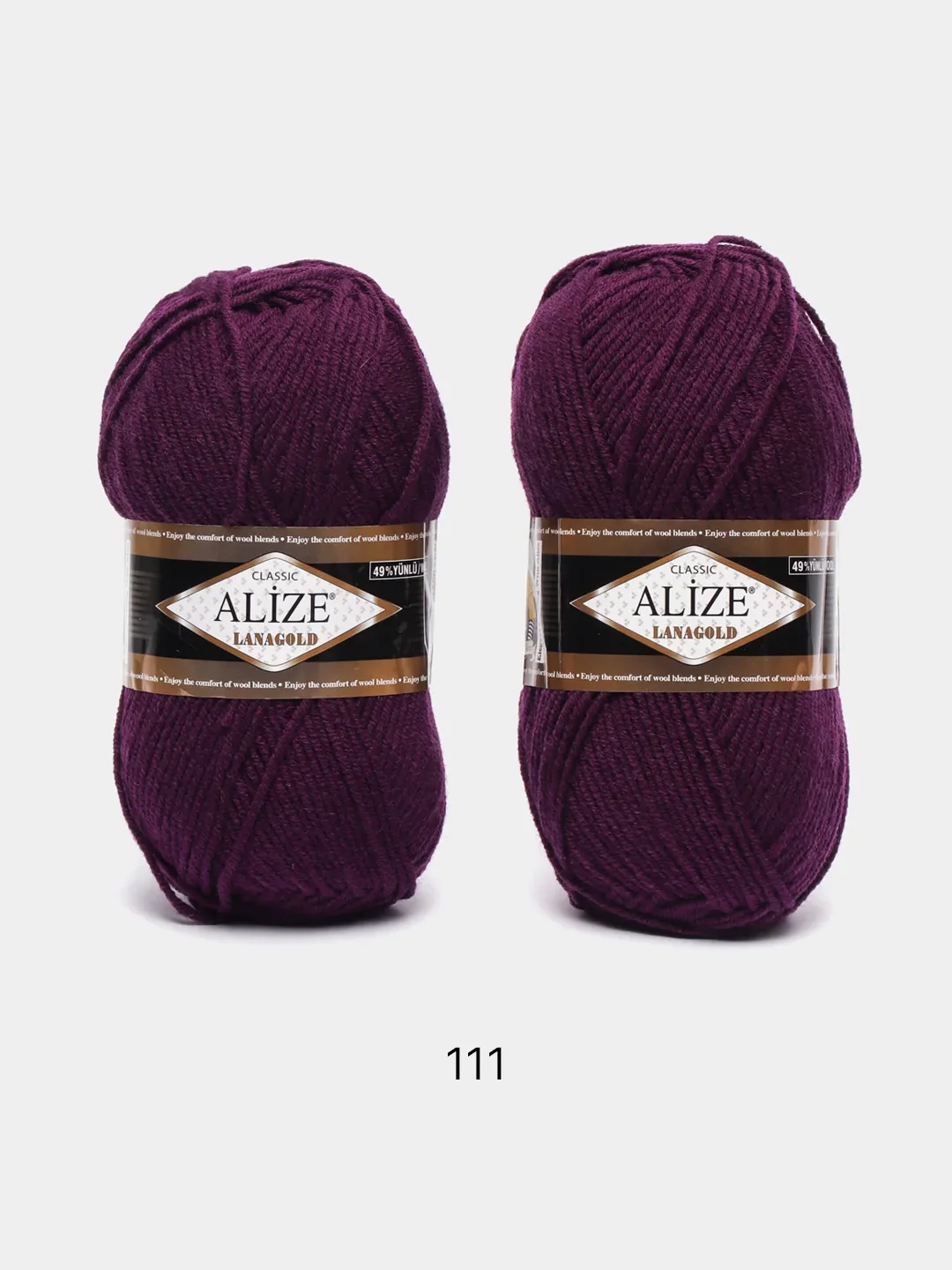 Пурпурный пряжа Alize Lanagold, комплект 2 штуки, 3 штуки, 49% шерсть, 51% акрил, 100 г, 240 м, Ч2
