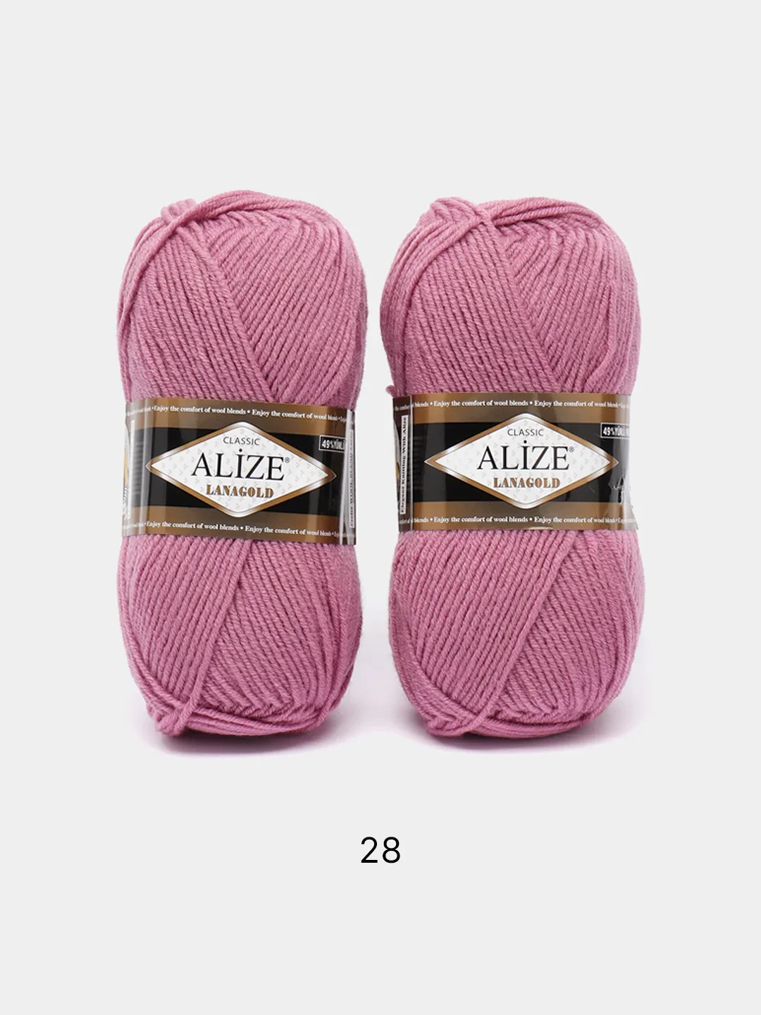 Розовый пряжа Alize Lanagold, комплект 2 штуки, 3 штуки, 49% шерсть, 51% акрил, 100 г, 240 м, Ч2
